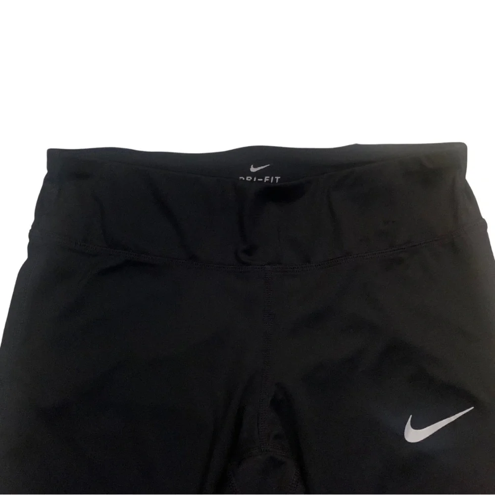 Nike Dri Fit Black Mid Rise Leggings Activewear Yoga Gym Athletic Athleisure